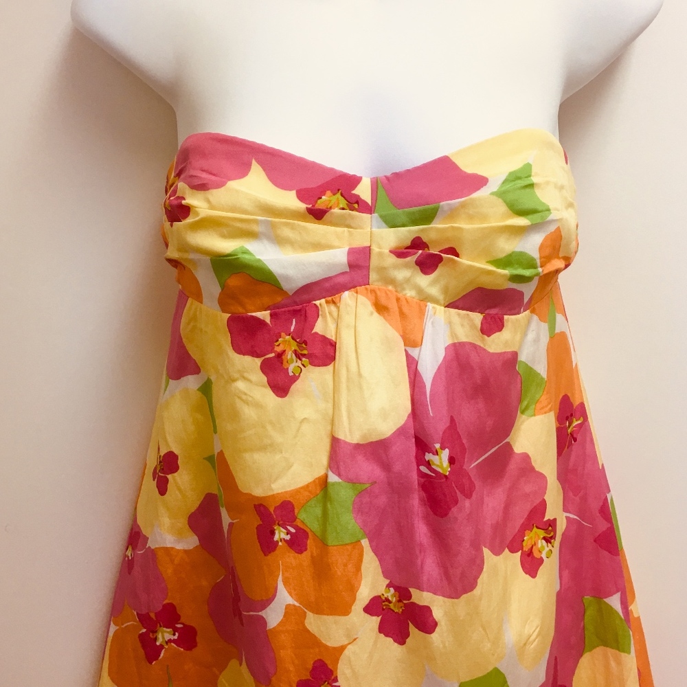 Lilly Pulitzer Strapless Dress Built-in Bra Floral